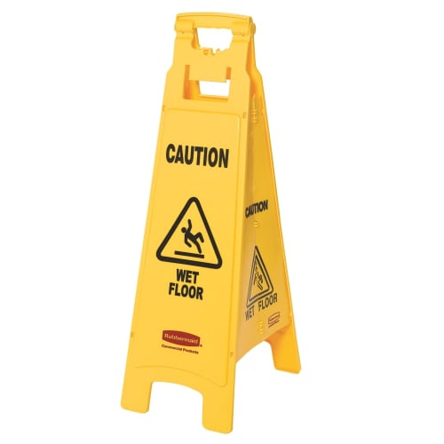 Rubbermaid 38 Inch "Caution Wet Floor" Floor Sign, 4-Sided, Yellow